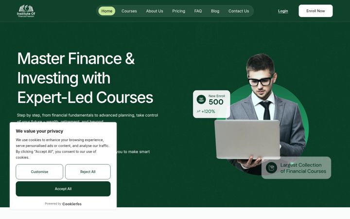Screenshot of instituteoffinancialfreedom.com