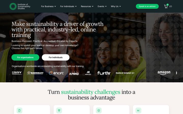 Screenshot of instituteofsustainabilitystudies.com