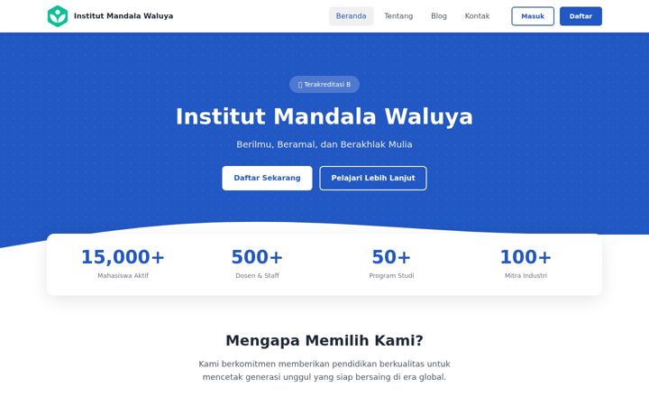 Screenshot of institutmandalawaluya.ac.id