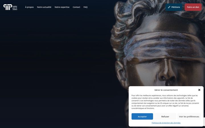 Screenshot of institutpourlajustice.org