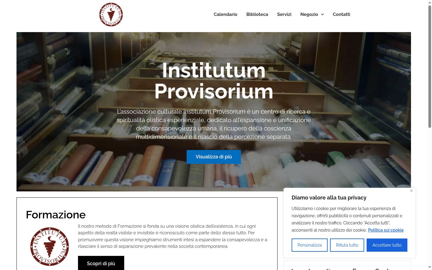Screenshot del banner di consenso mostrato prima di qualsiasi interazione