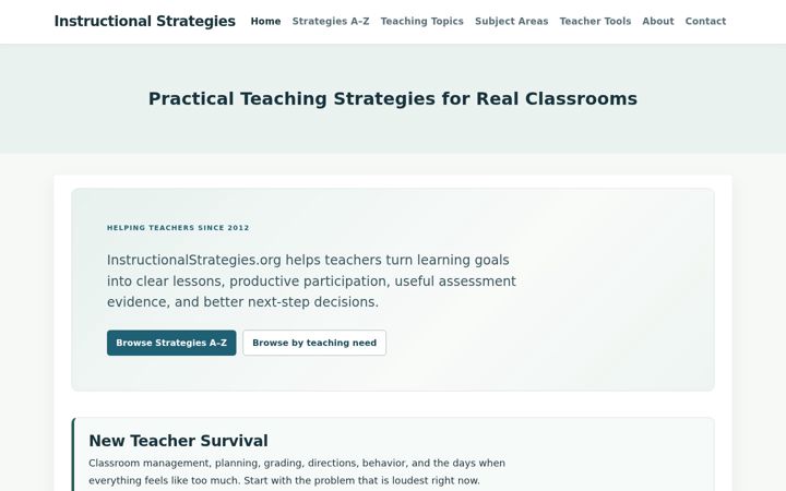 Screenshot of instructionalstrategies.org