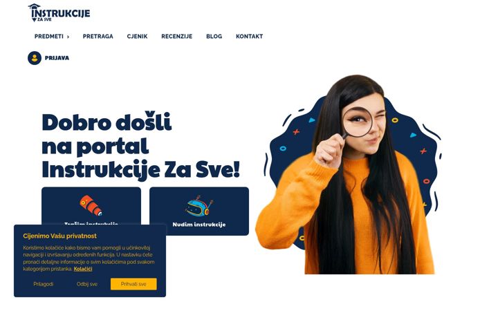 Screenshot of instrukcijezasve.hr