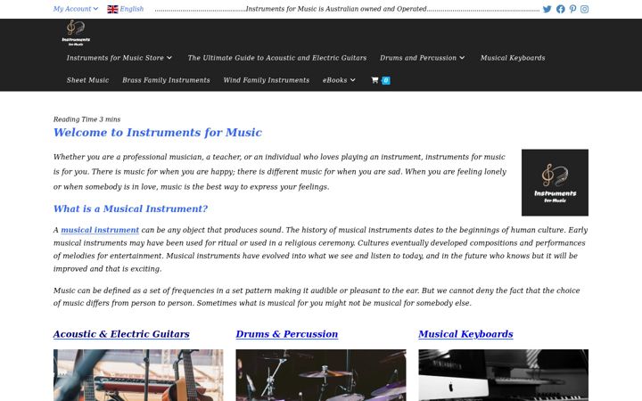 Screenshot of instrumentsformusic.com