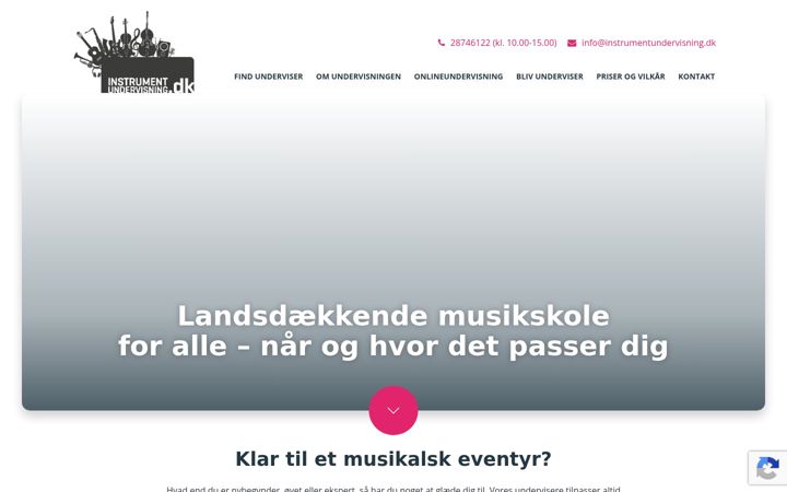 Ekrānuzņēmums no instrumentundervisning.dk
