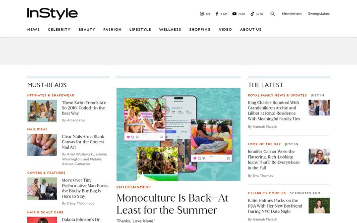 Snímek obrazovky instyle.com