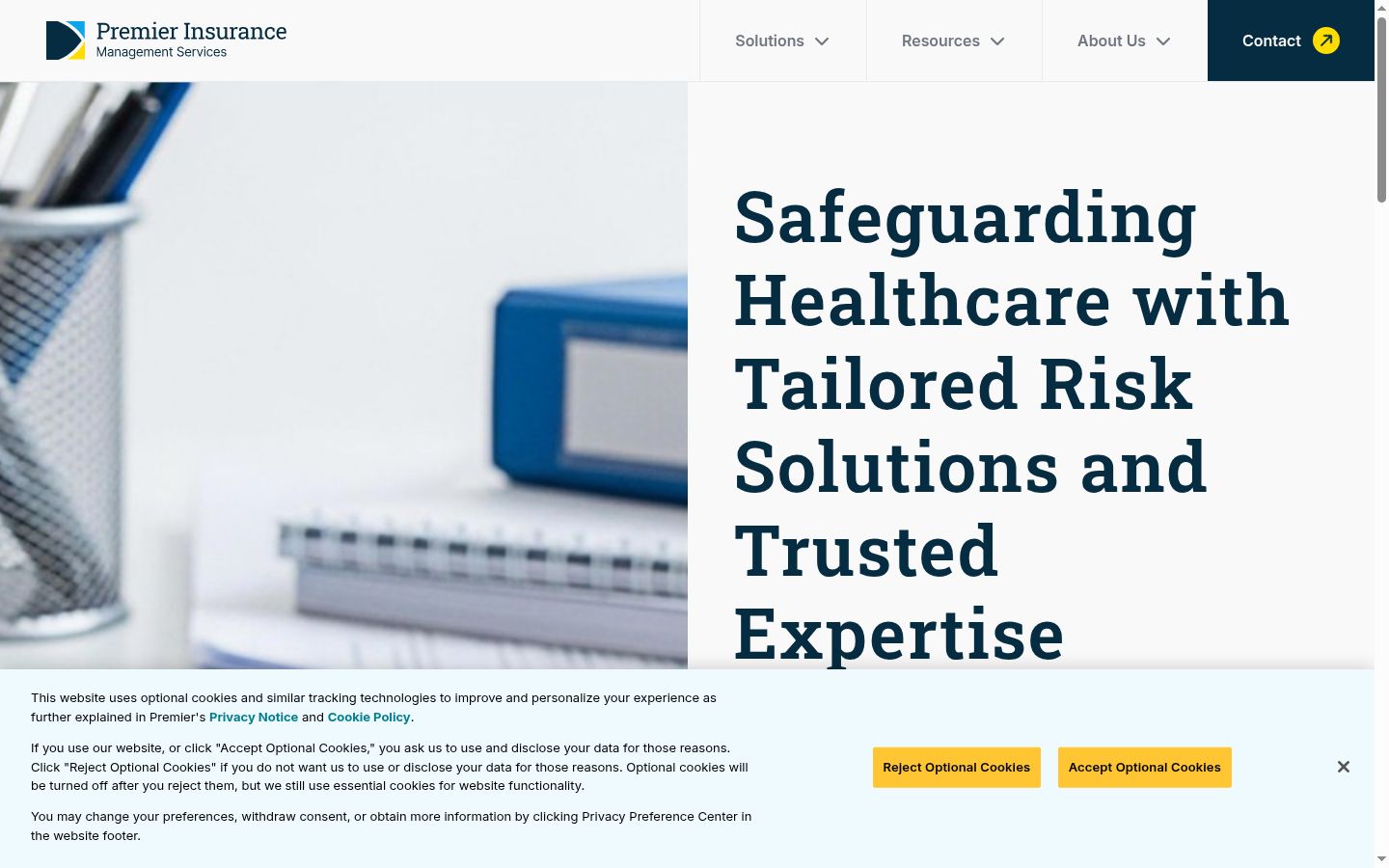 Screenshot del banner di consenso mostrato prima di qualsiasi interazione