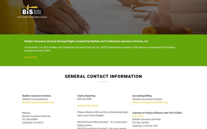 Skärmbild av insurancebis.com