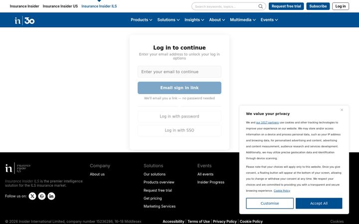 Screenshot of insuranceinsiderils.com