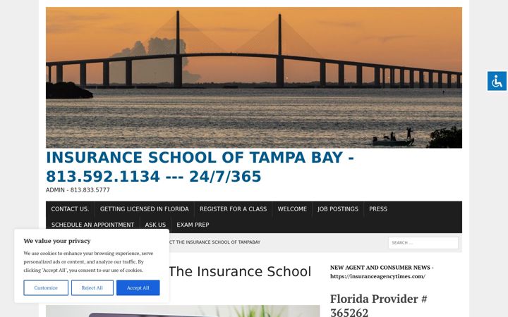 Screenshot of insuranceschooloftampabay.com