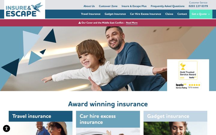Screenshot of insureandescape.co.uk