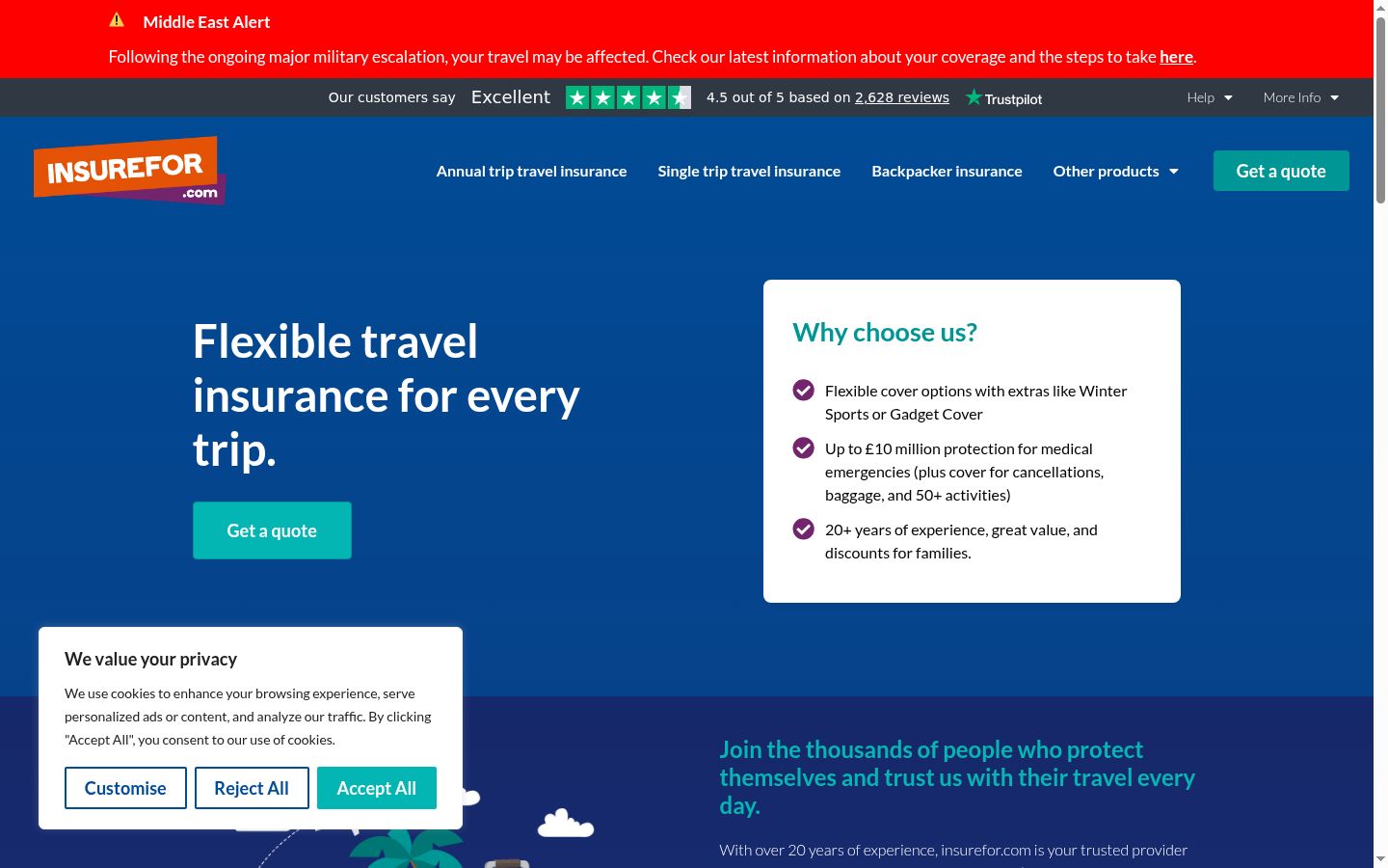 Screenshot of the consent banner shown before any interaction