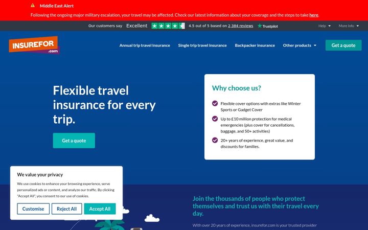 Screenshot of insurefor.com