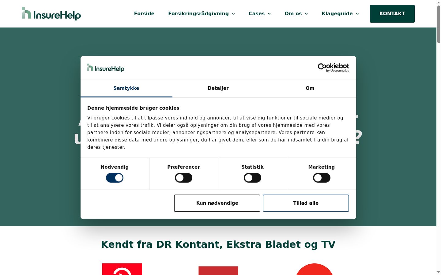 Screenshot des Einwilligungsbanners vor jeglicher Interaktion
