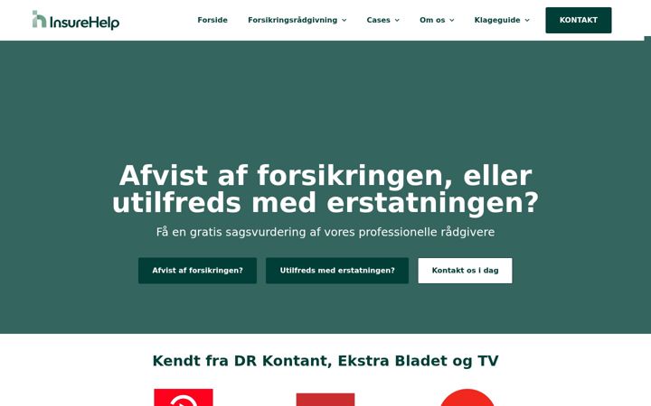 Ekrano kopija insurehelp.dk