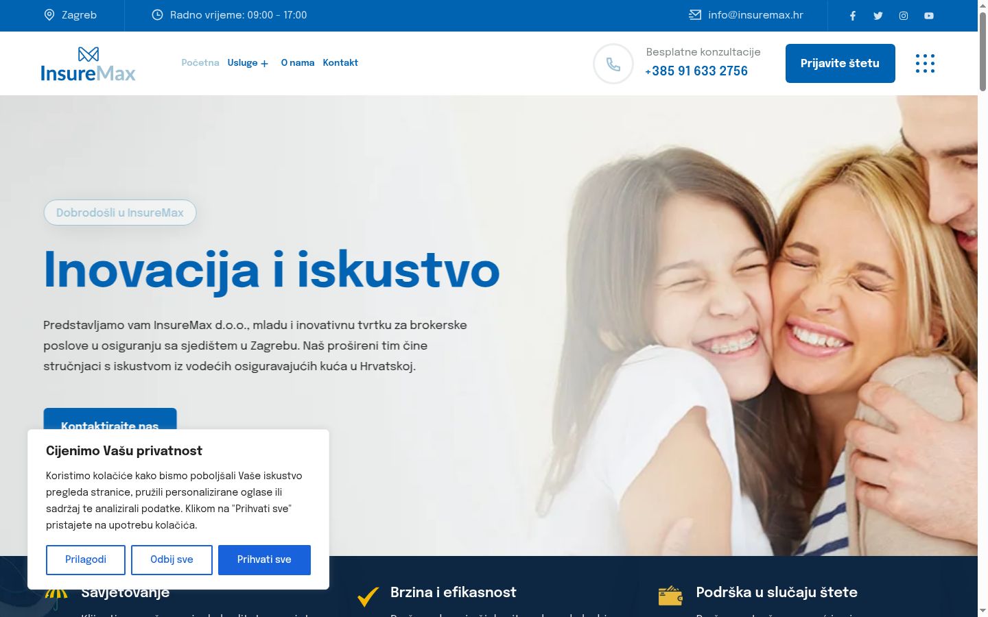 Screenshot del banner di consenso mostrato prima di qualsiasi interazione
