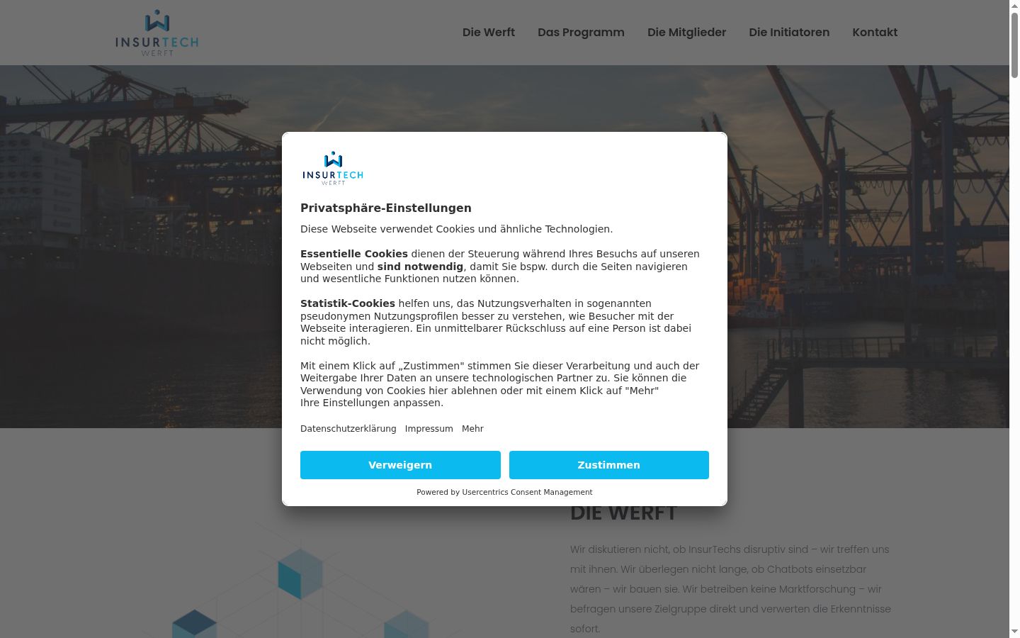 Sutikimo reklamjuostės, rodytos prieš bet kokią sąveiką, ekrano kopija