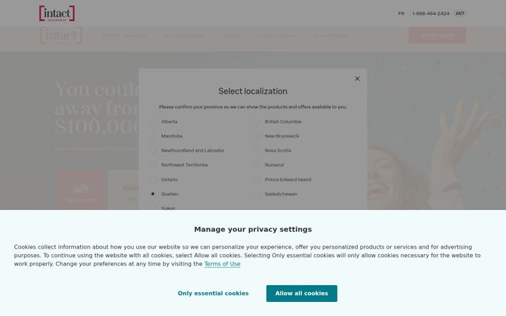 Screenshot of intact.ca