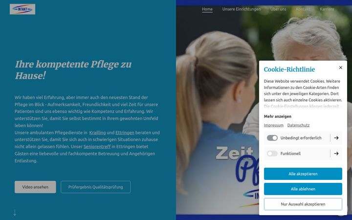 Screenshot of intakt-pflege.de