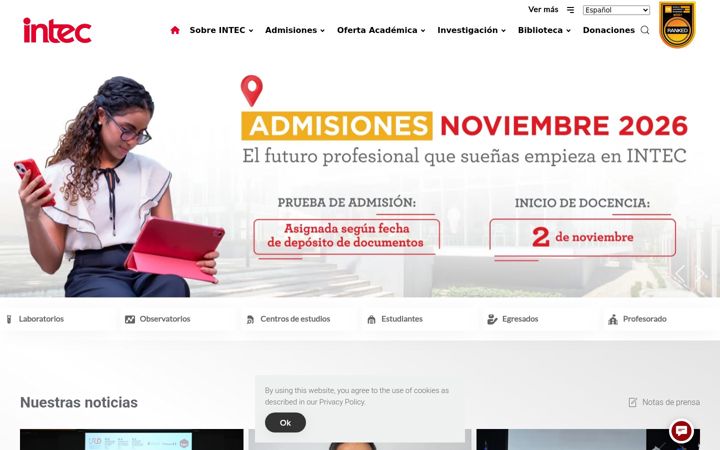 Screenshot of intec.edu.do