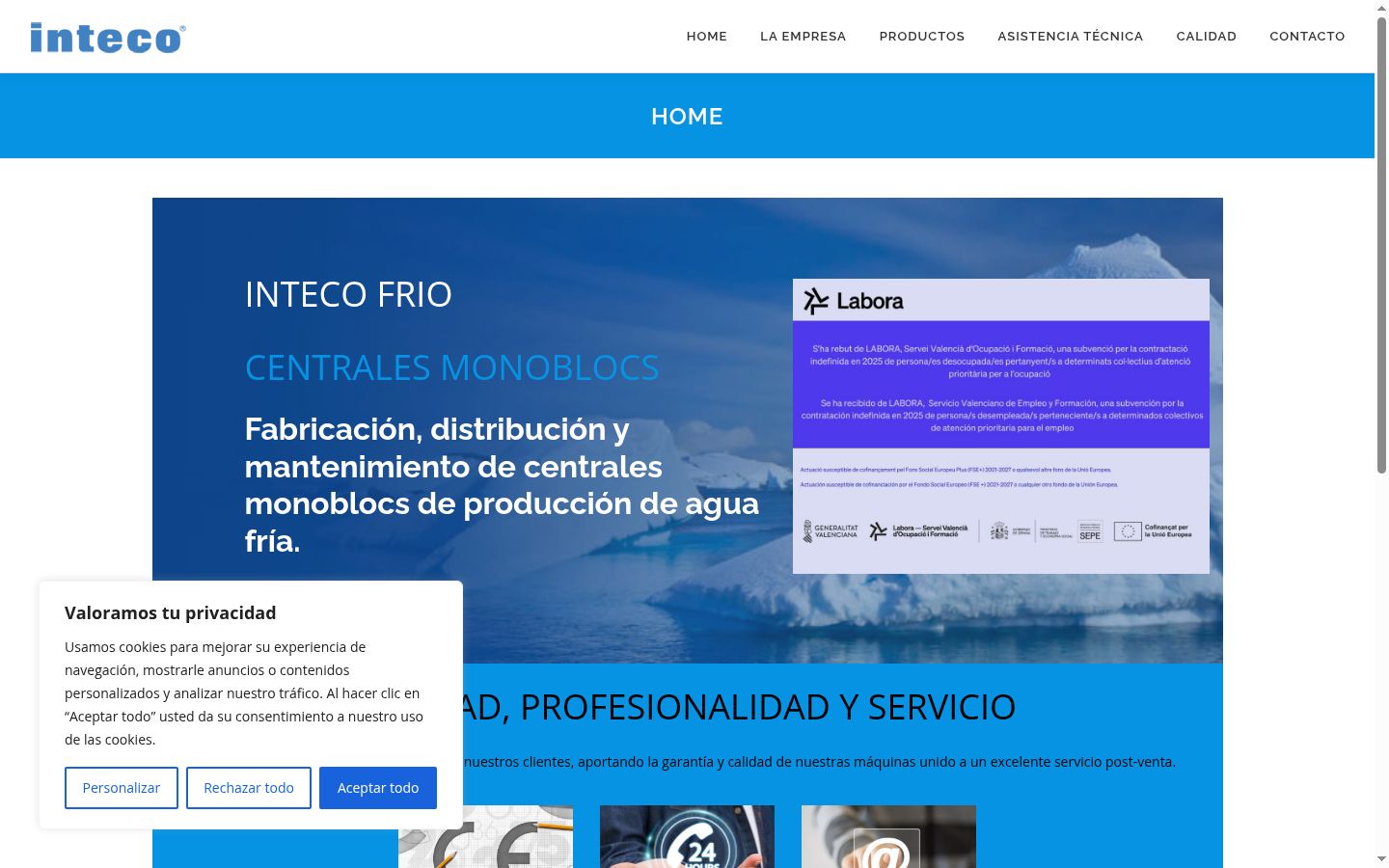 Captura de pantalla del banner de consentimiento mostrado antes de cualquier interacción