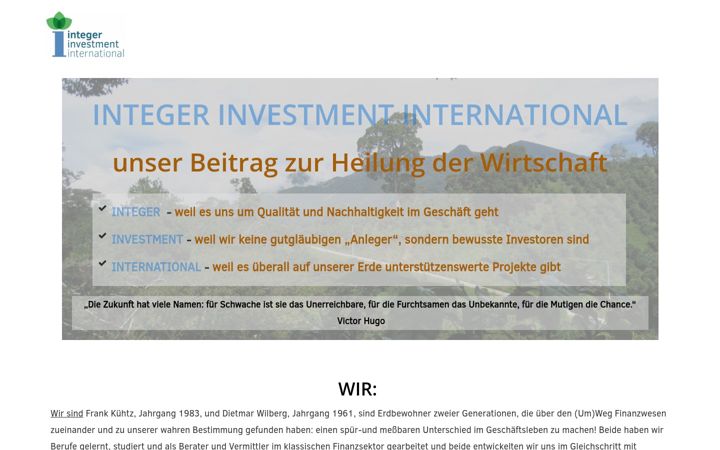 Screenshot of integer-invest-international.com