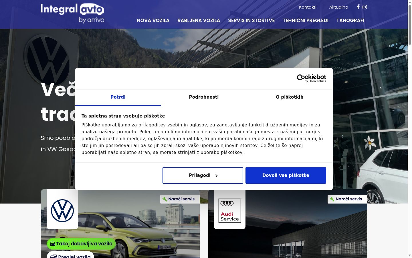 Captura de ecrã do banner de consentimento apresentado antes de qualquer interação