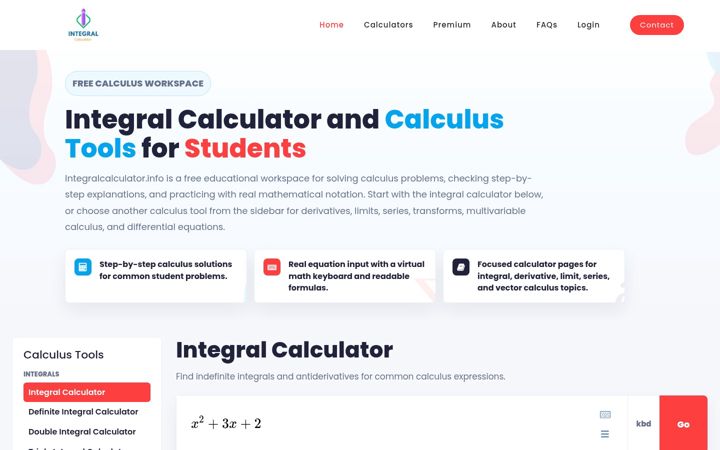 Screenshot of integralcalculator.info
