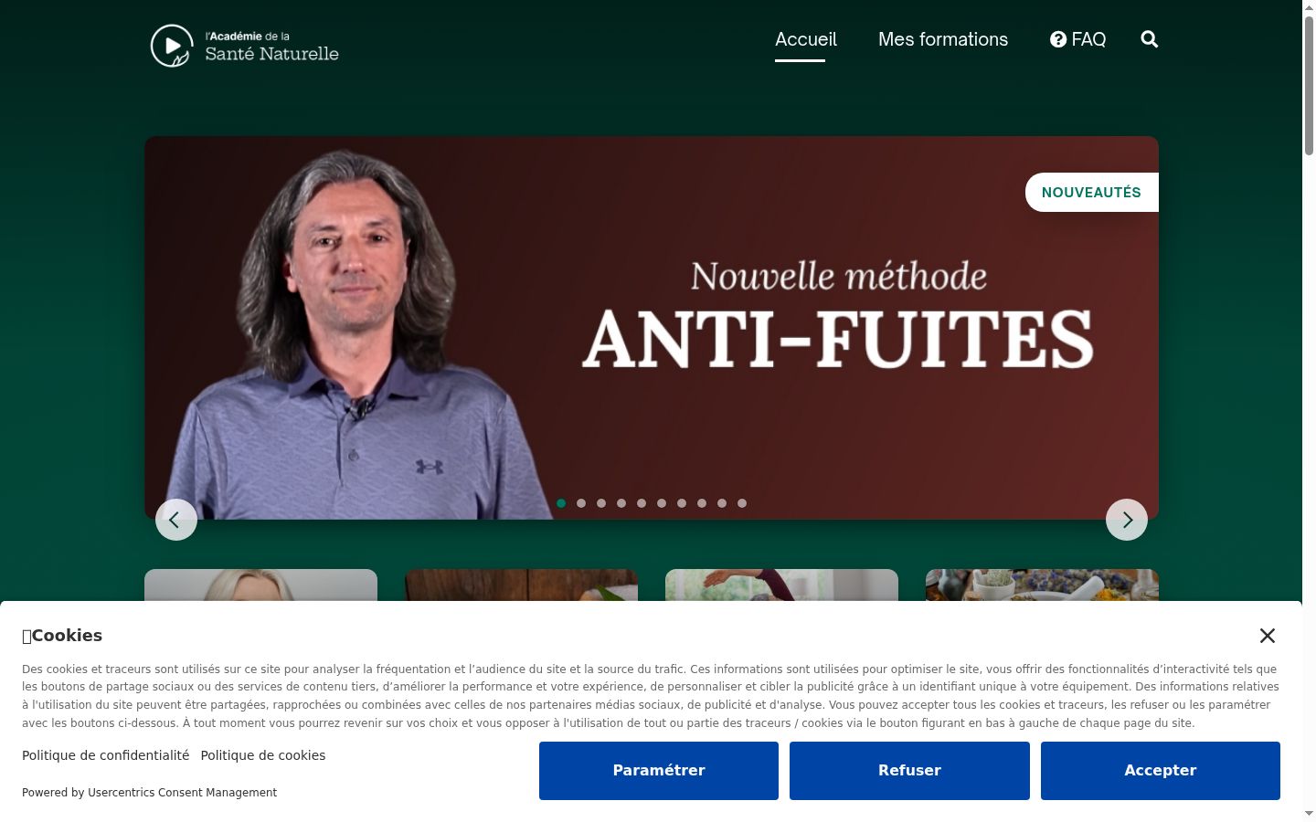 Screenshot del banner di consenso mostrato prima di qualsiasi interazione