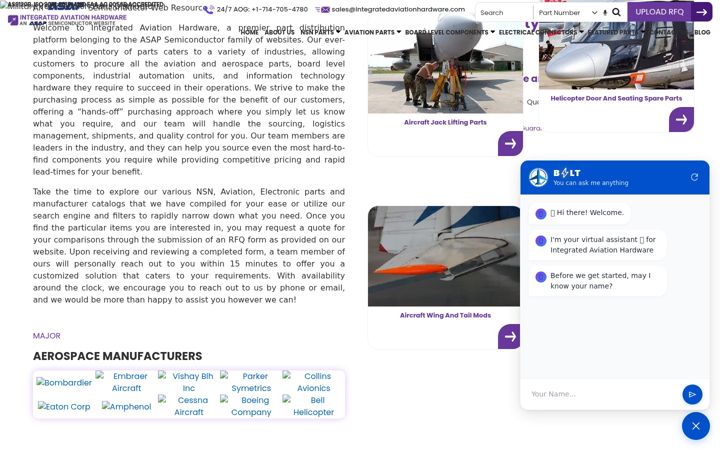 Screenshot of integratedaviationhardware.com