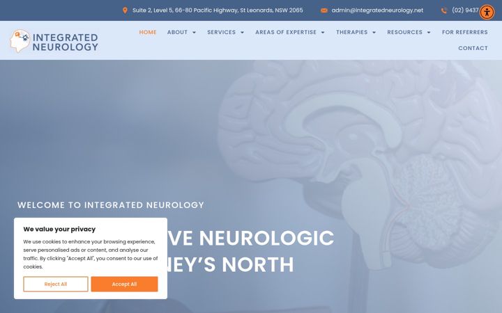 Screenshot of integratedneurology.com.au