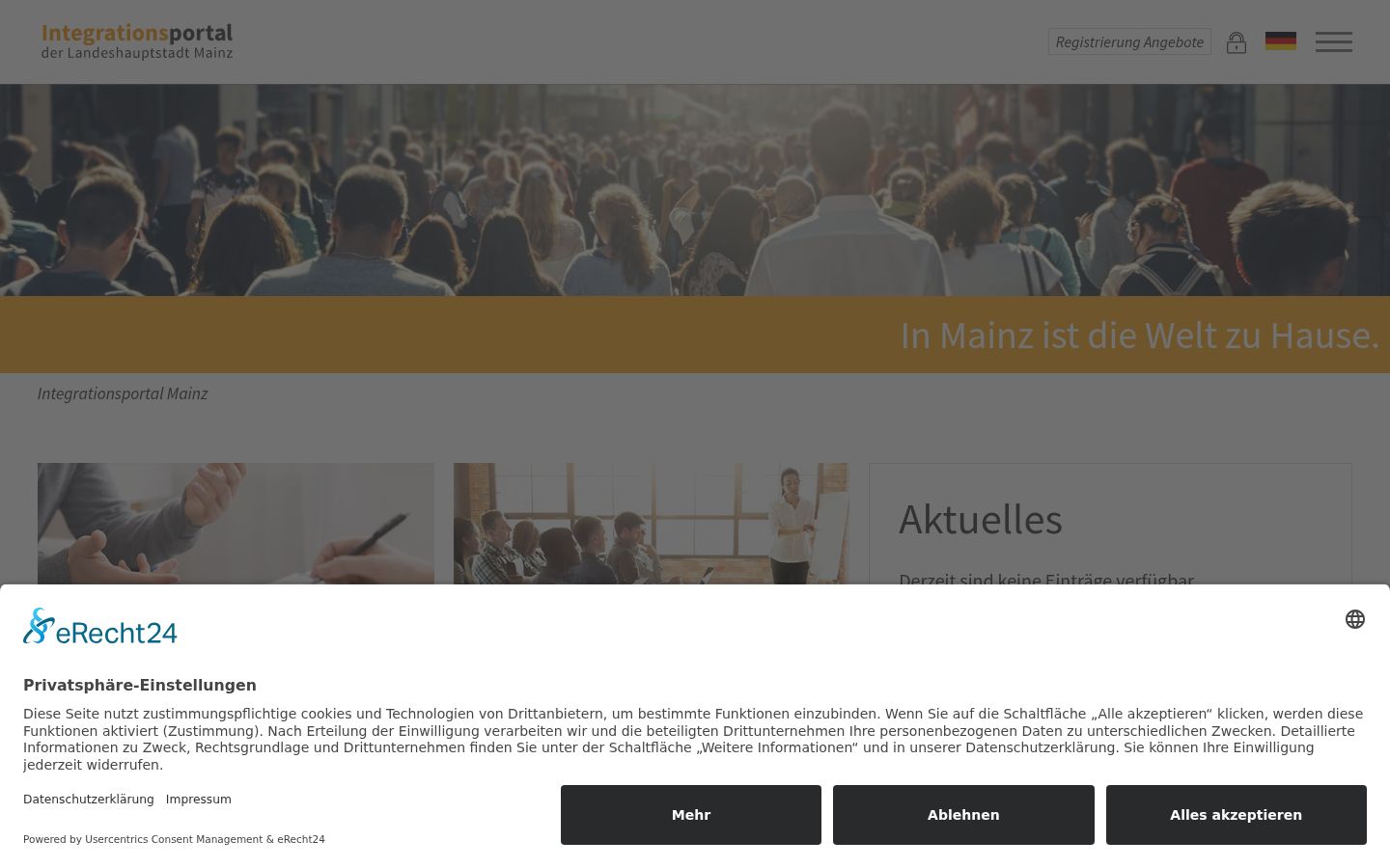 Screenshot of the consent banner shown before any interaction