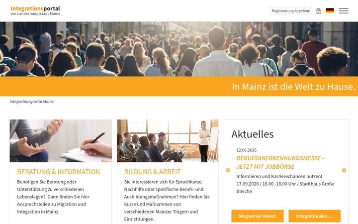 Screenshot of integrationsportal-mainz.de
