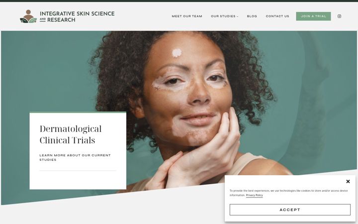 Screenshot of integrativeskinresearch.com
