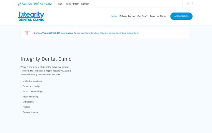 Screenshot of integritydentalclinic.com