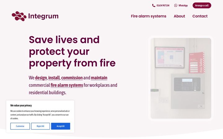 Screenshot of integrum-fire.co.uk