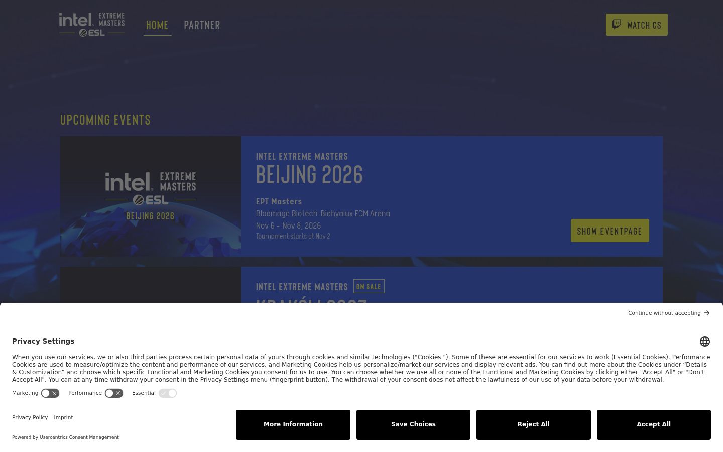 Screenshot del banner di consenso mostrato prima di qualsiasi interazione