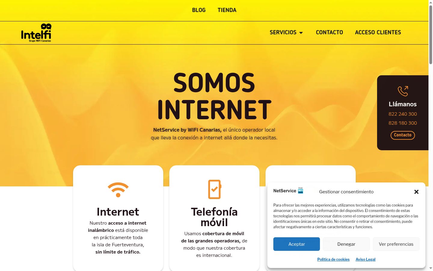 Screenshot del banner di consenso mostrato prima di qualsiasi interazione