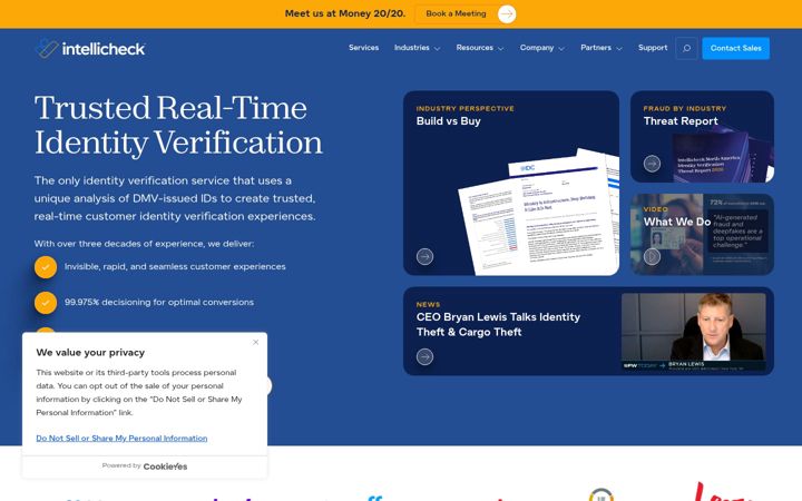 Screenshot of intellicheck.com