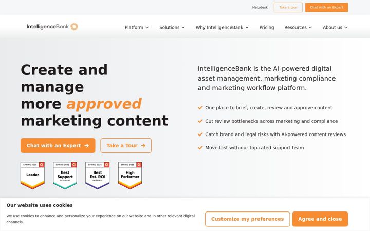 Screenshot of intelligencebank.com