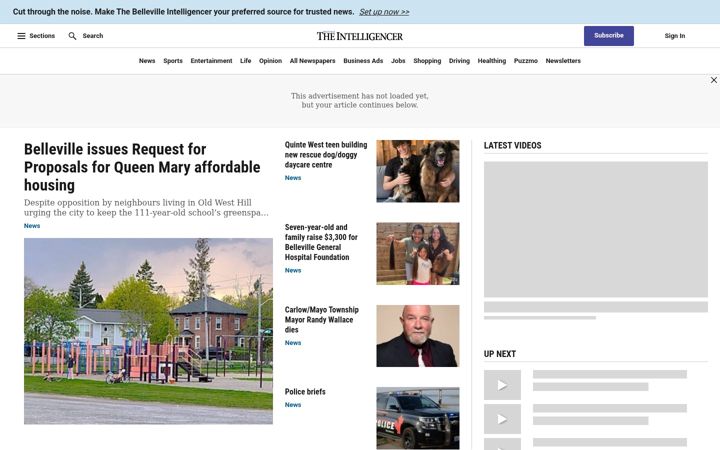 Screenshot of intelligencer.ca