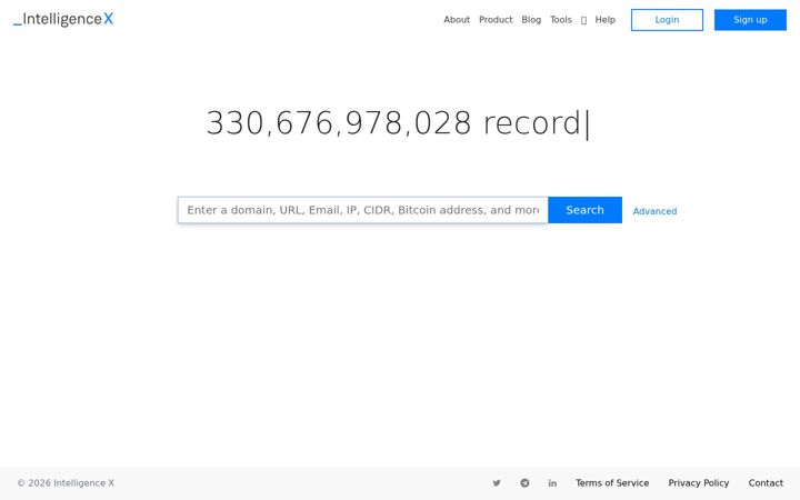 Screenshot of intelx.io