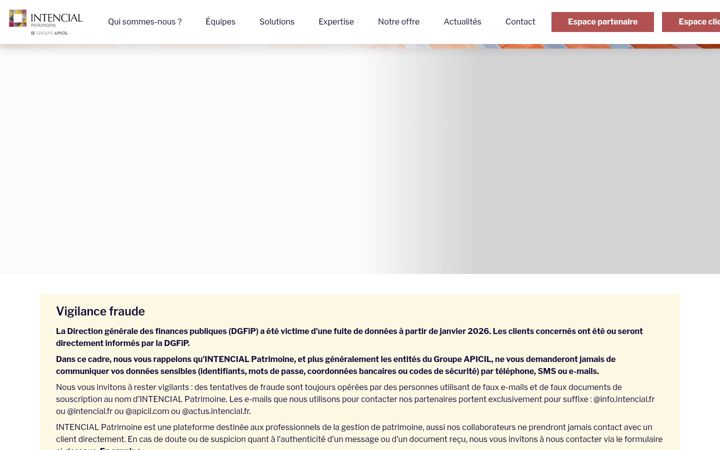 Screenshot of intencial.fr