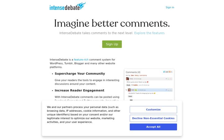 Ekraanipilt saidist intensedebate.com