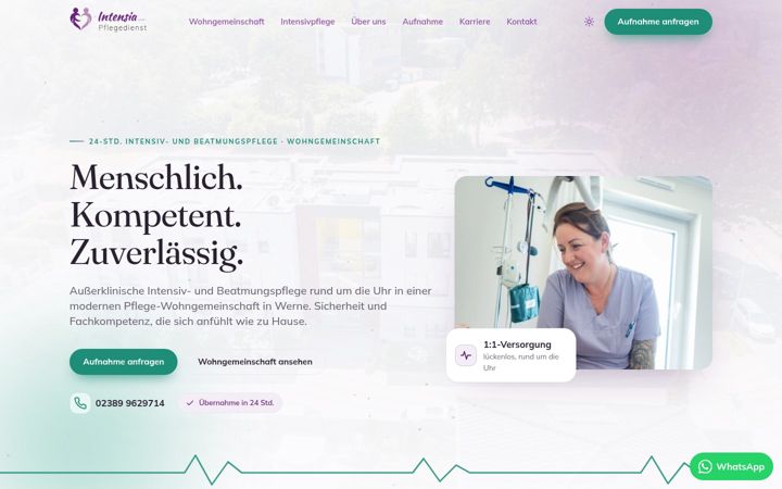 Screenshot of intensia-pflegedienst.de