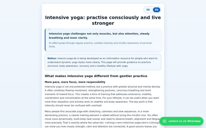 Screenshot of intensiv-yoga.de