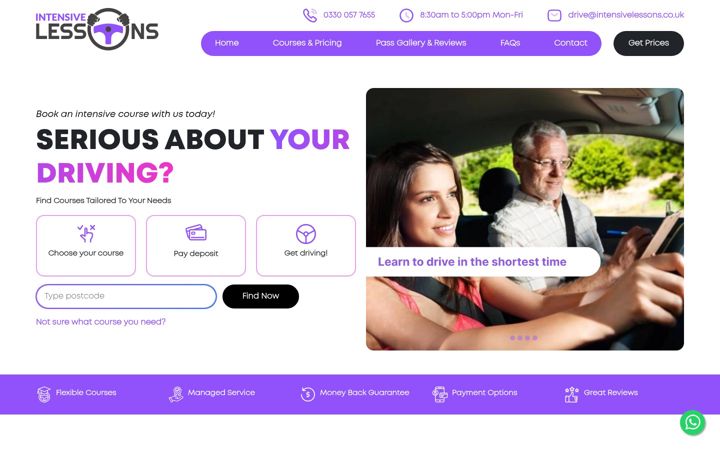 Screenshot of intensivelessons.co.uk