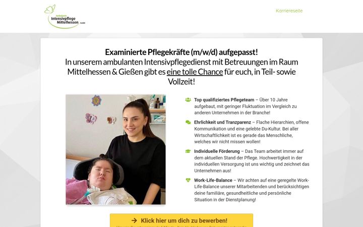 Screenshot of intensivpflege-mittelhessen-karriere.com