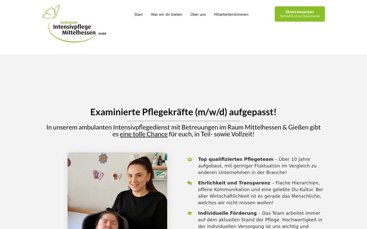 Screenshot of intensivpflege-mittelhessen-karriere.de
