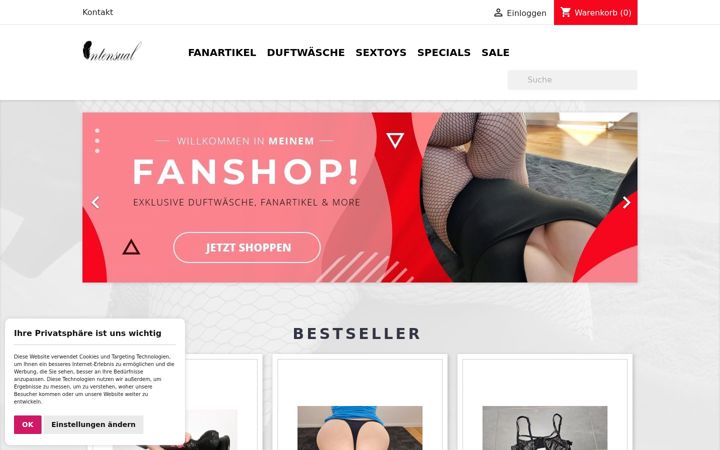 Képernyőkép: intensual.shop